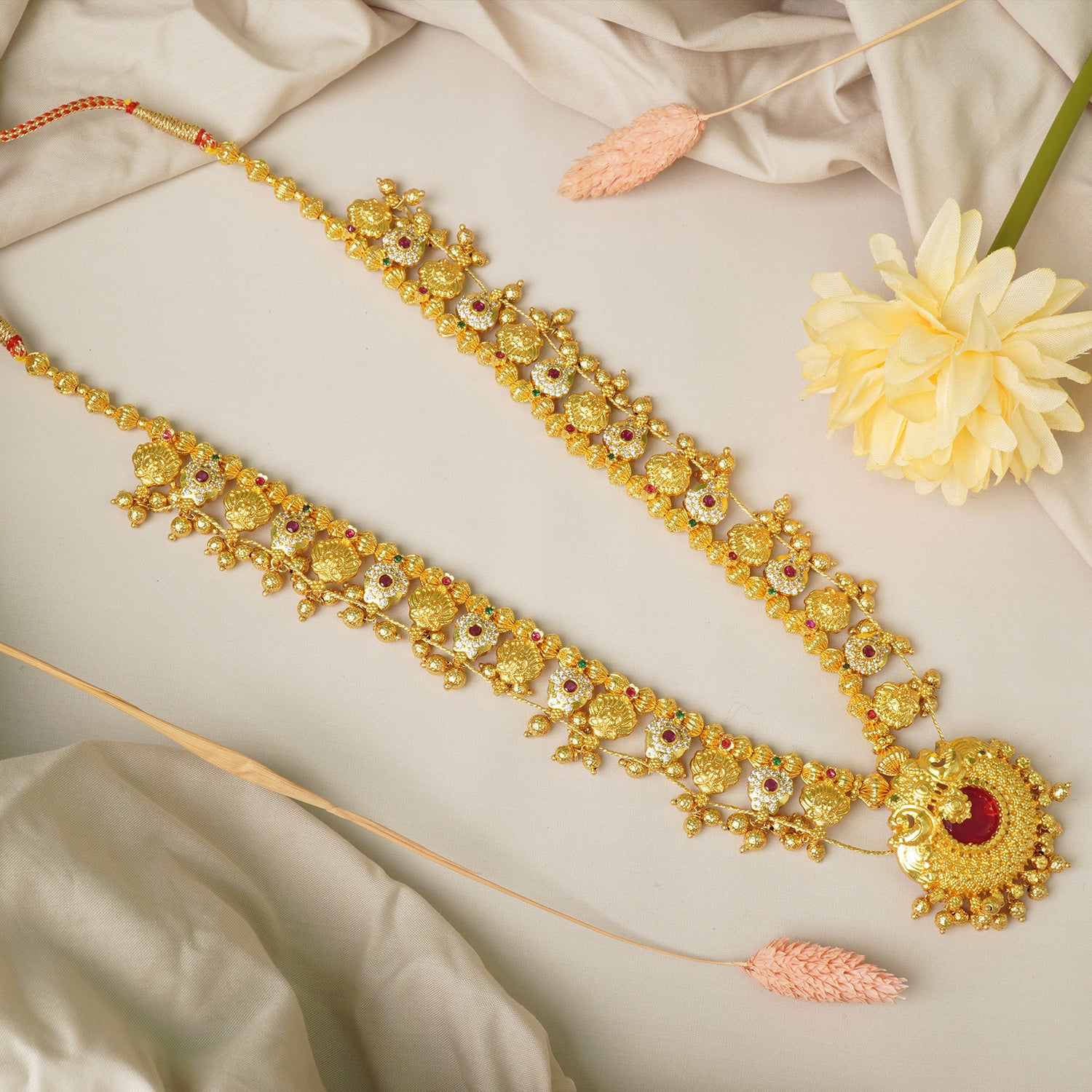 Premium Kolhapuri Saaj Necklace Collection With Gold Look-a-like Pendant