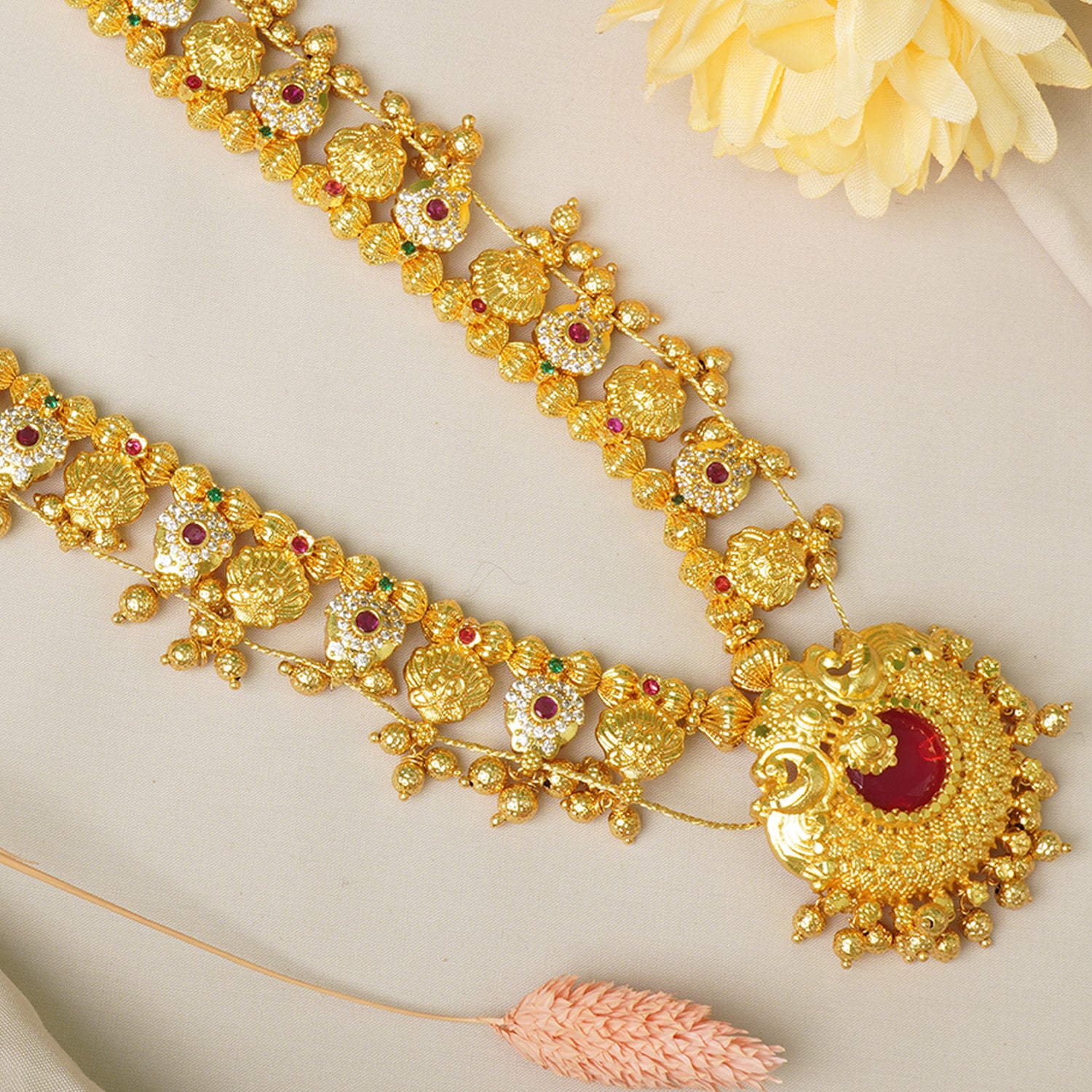 Premium Kolhapuri Saaj Necklace Collection With Gold Look-a-like Pendant