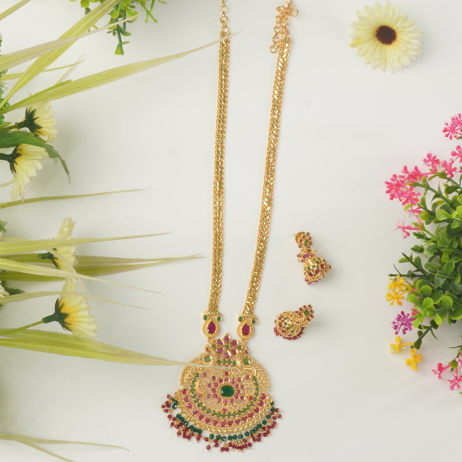 Premium Long Chain Karwari Haar With Matching Zhumki