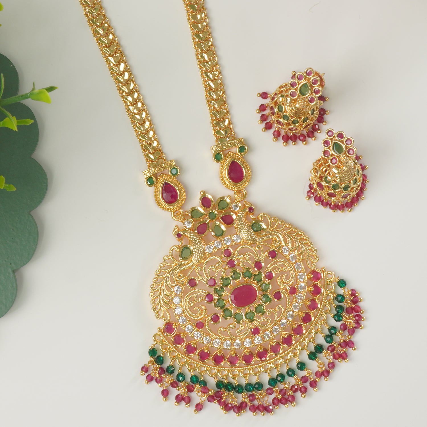 Premium Long Chain Karwari Haar With Matching Zhumki