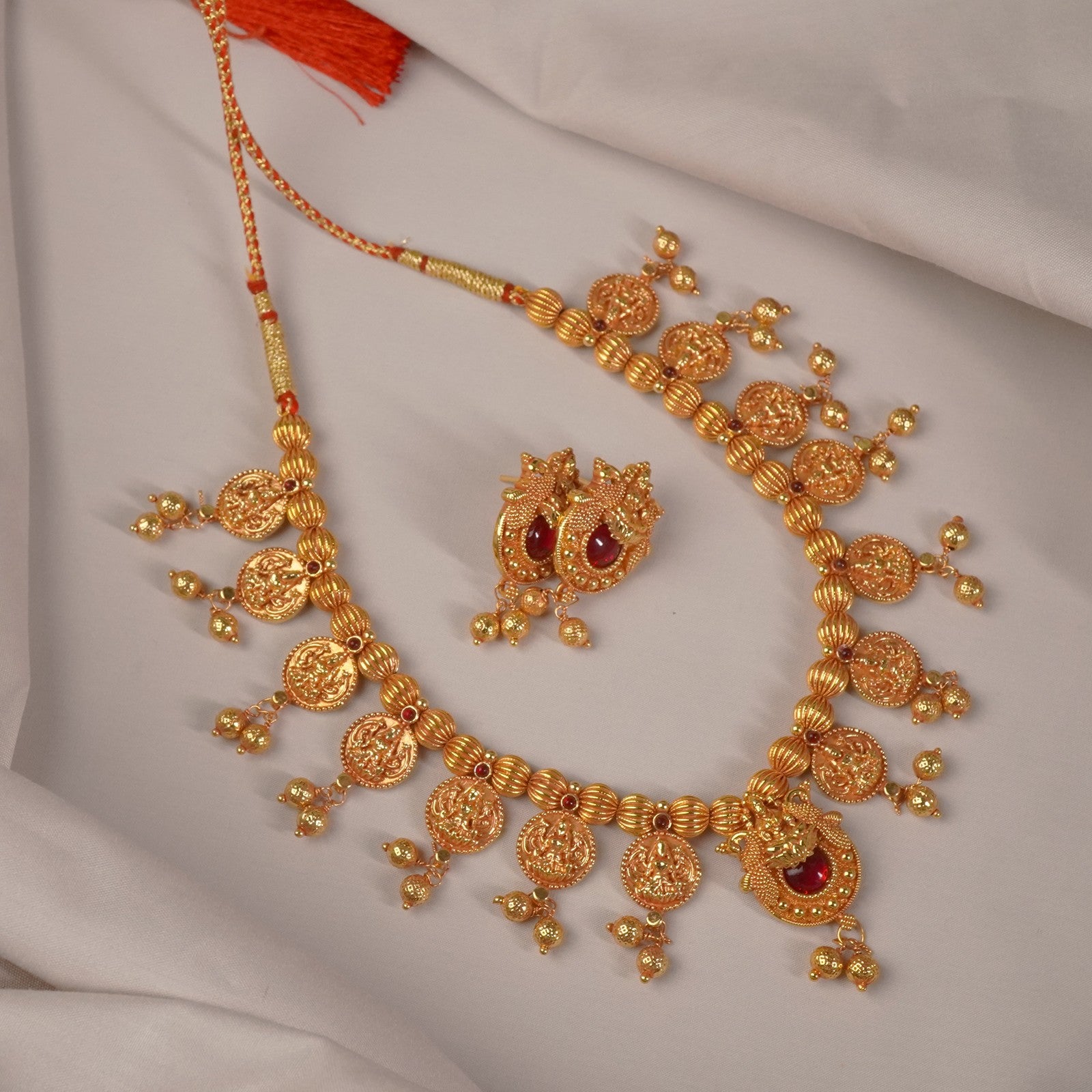 Maharashtrian Necklace Gheru finish Laxmi haar - Laxmi Pendant