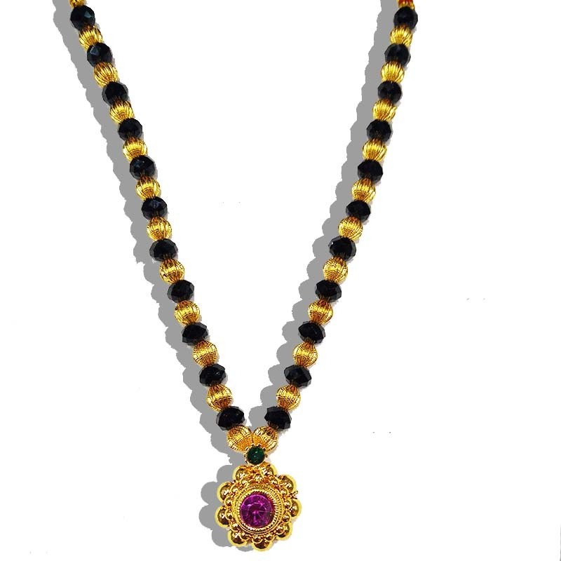 Manchali Crystal Mala Black