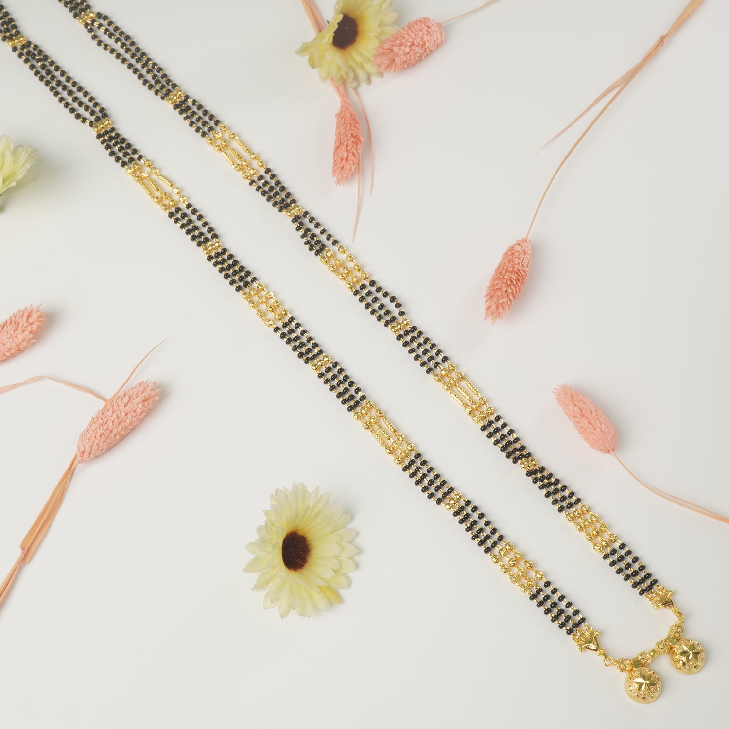 Shop Online 34 Inches Micro Forming Gold Plated Chain Mangalsutra With Simple Vati Design