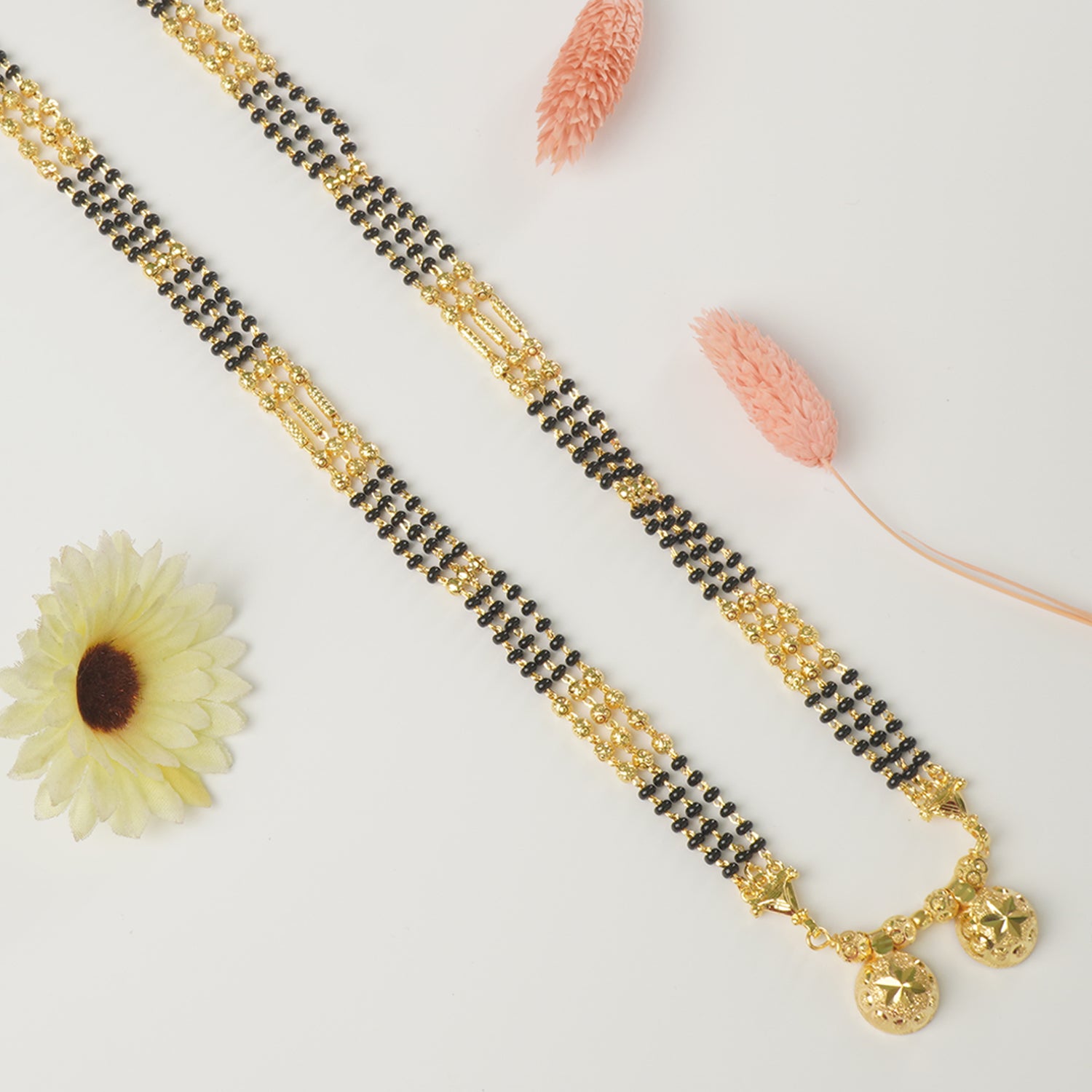 Shop Online 34 Inches Micro Forming Gold Plated Chain Mangalsutra With Simple Vati Design