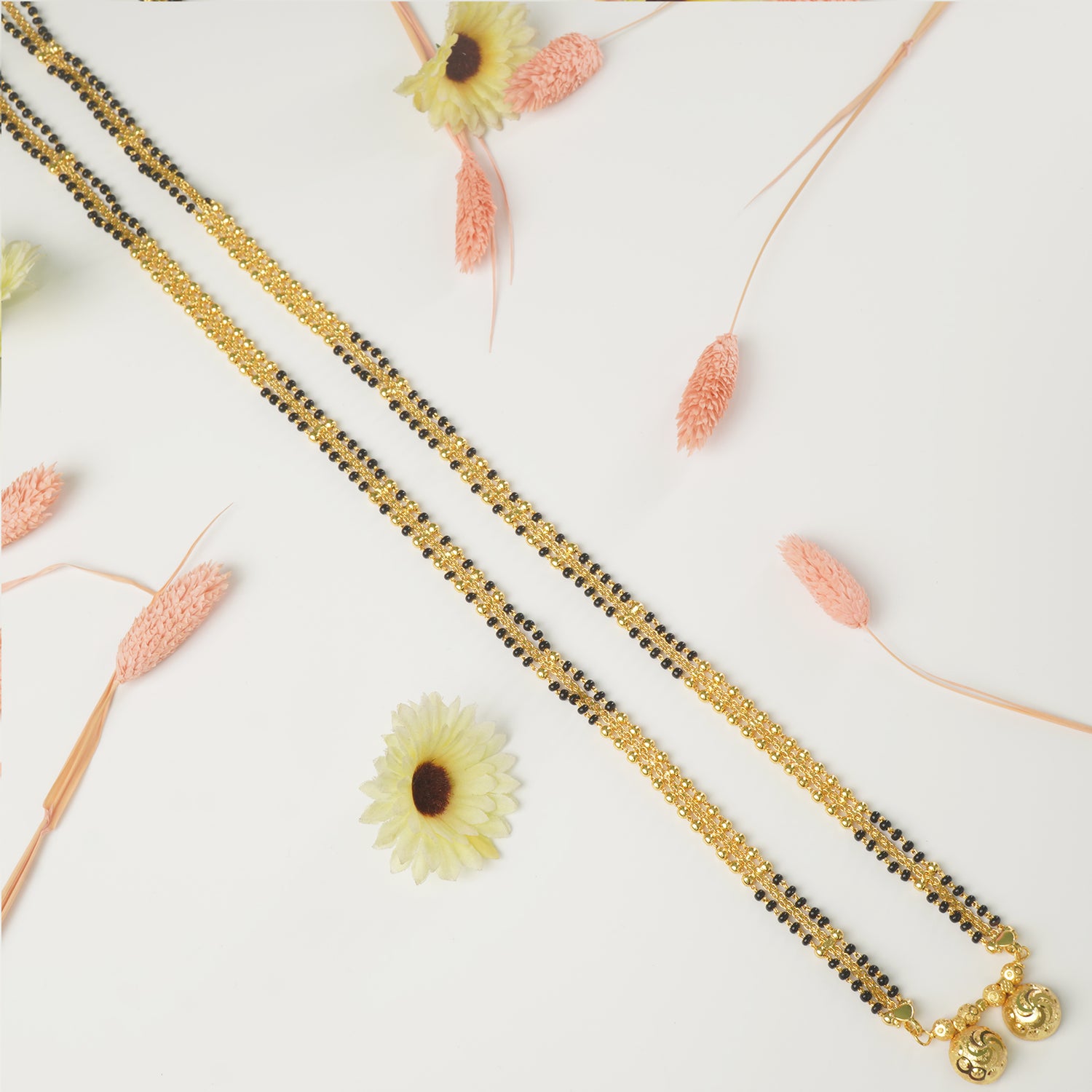 Shop Online 32 Inches Micro Forming Gold Plated Chain Mangalsutra With Simple Vati Design