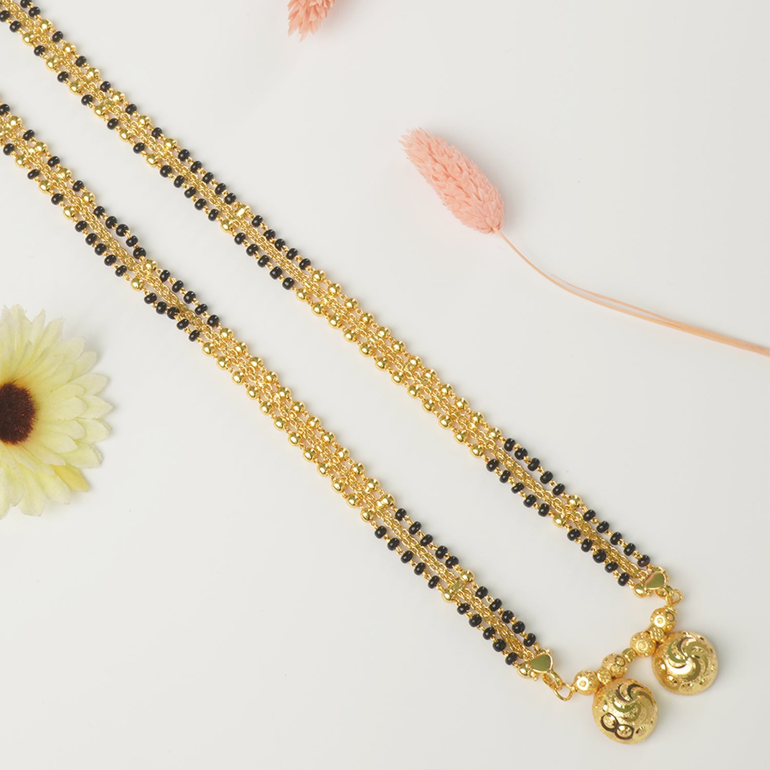 Shop Online 32 Inches Micro Forming Gold Plated Chain Mangalsutra With Simple Vati Design