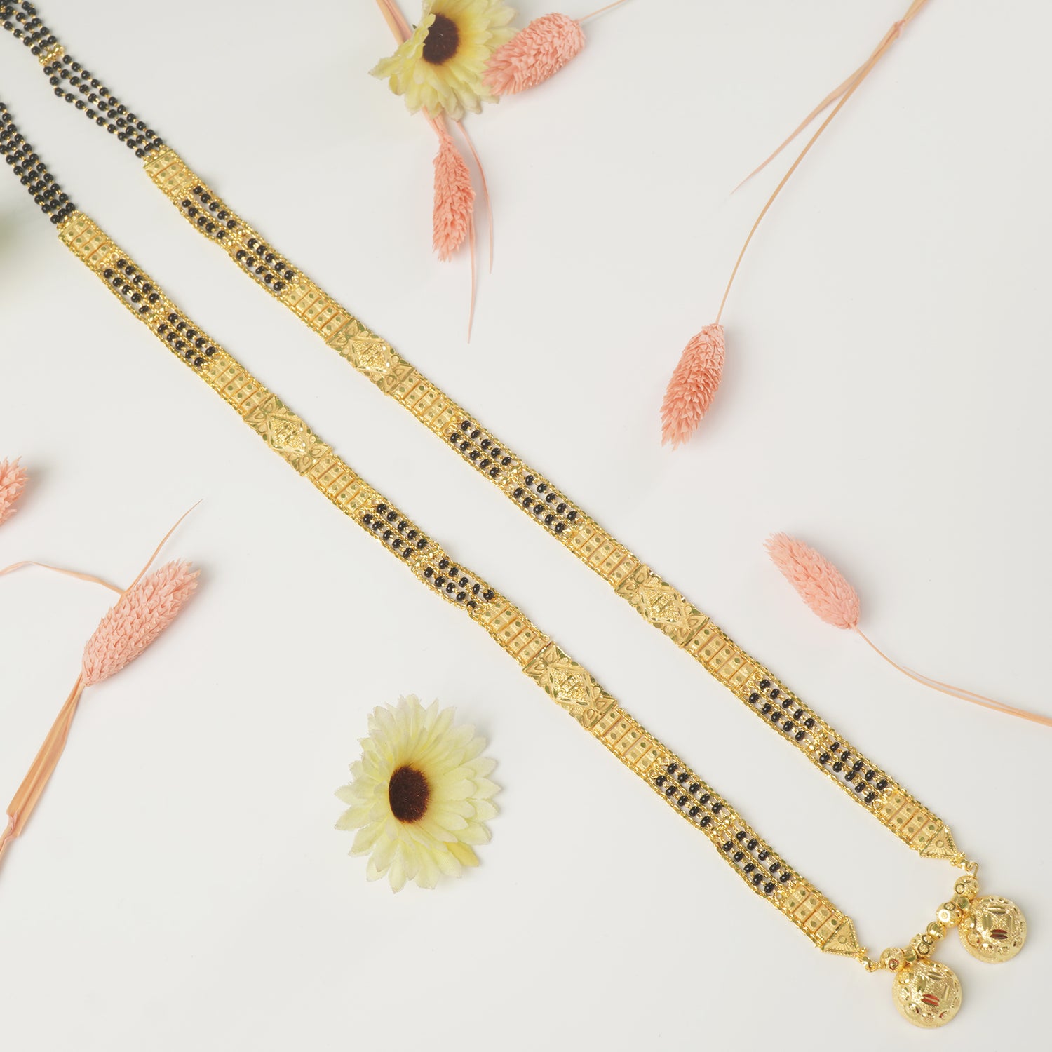 Shop Online 30 Inches Micro Forming Gold Plated Patti Mangalsutra With Simple Vati Design