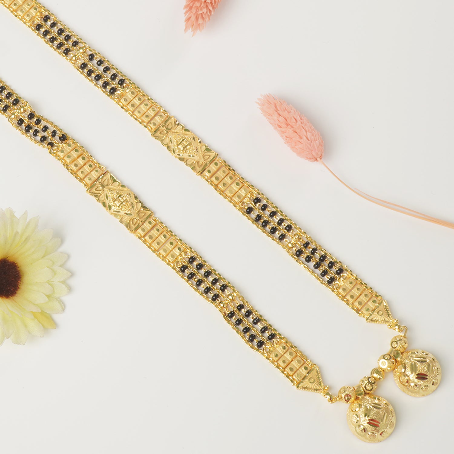 Shop Online 30 Inches Micro Forming Gold Plated Patti Mangalsutra With Simple Vati Design