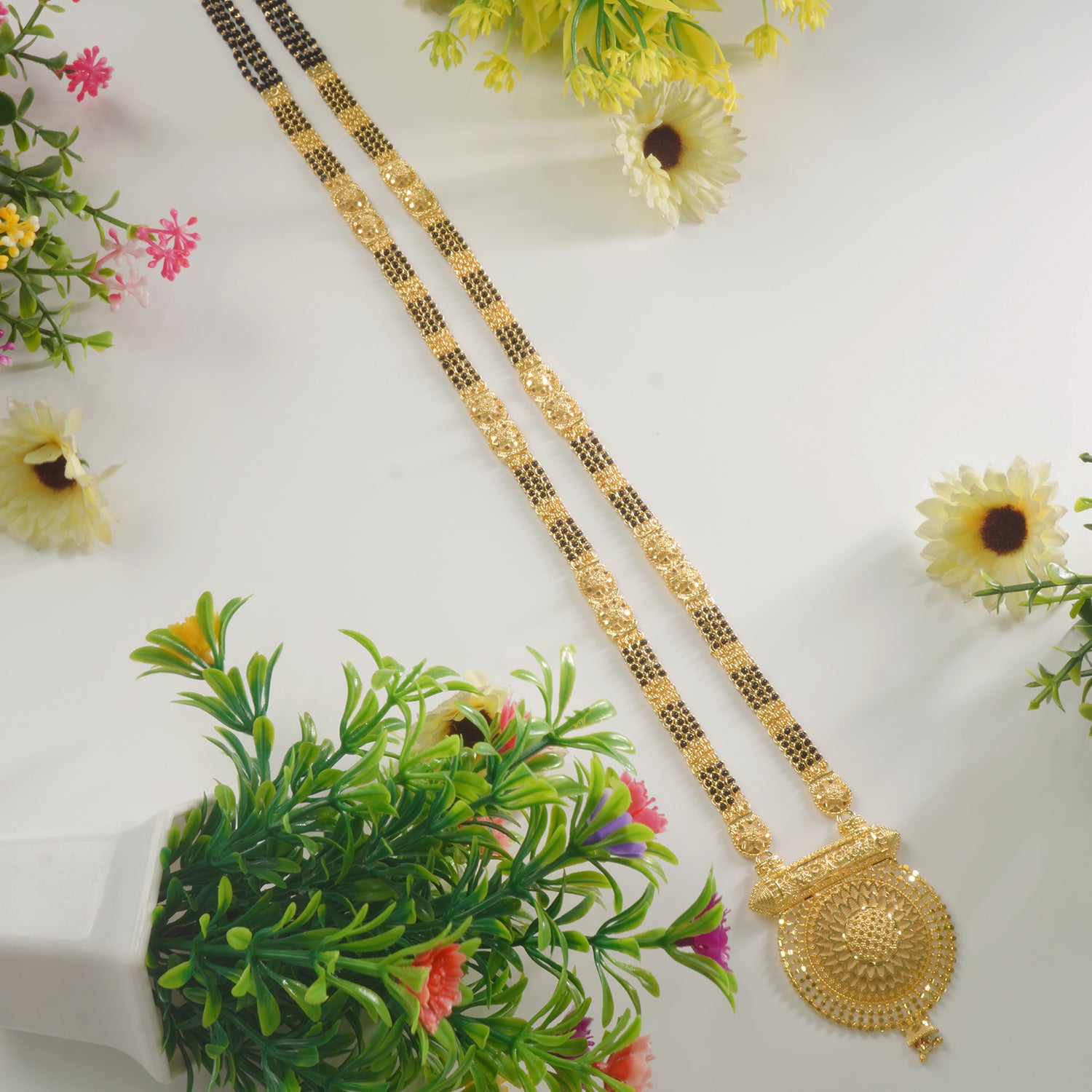 36" Forming Mangalsutra With Shining Pendant Design Online - 3 Padri