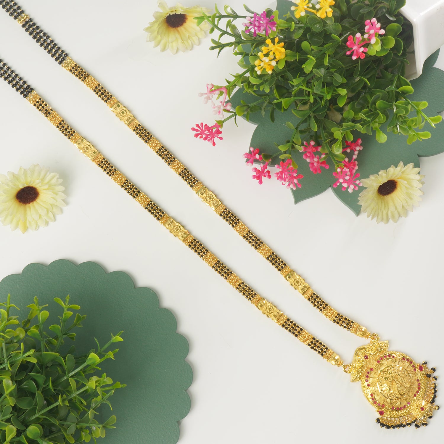 32 Inch One Gram Mangalsutra Design Online With Peacock Pendant