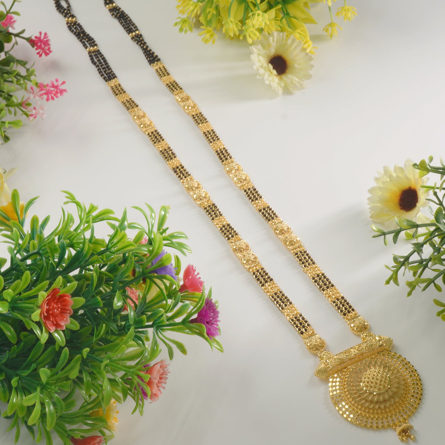 36" Forming Mangalsutra With Shining Pendant Design Online - 3 Padri