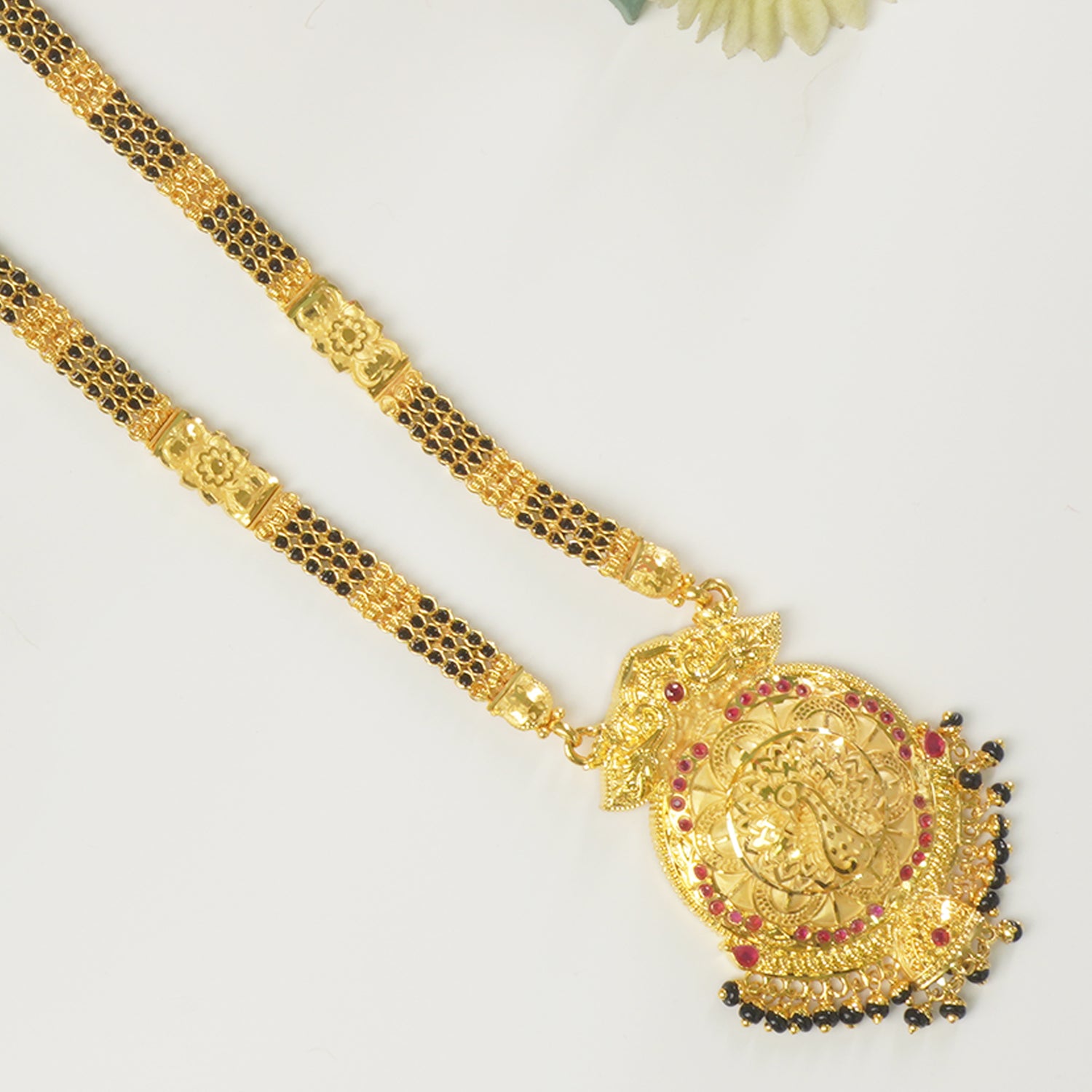 32 Inch One Gram Mangalsutra Design Online With Peacock Pendant