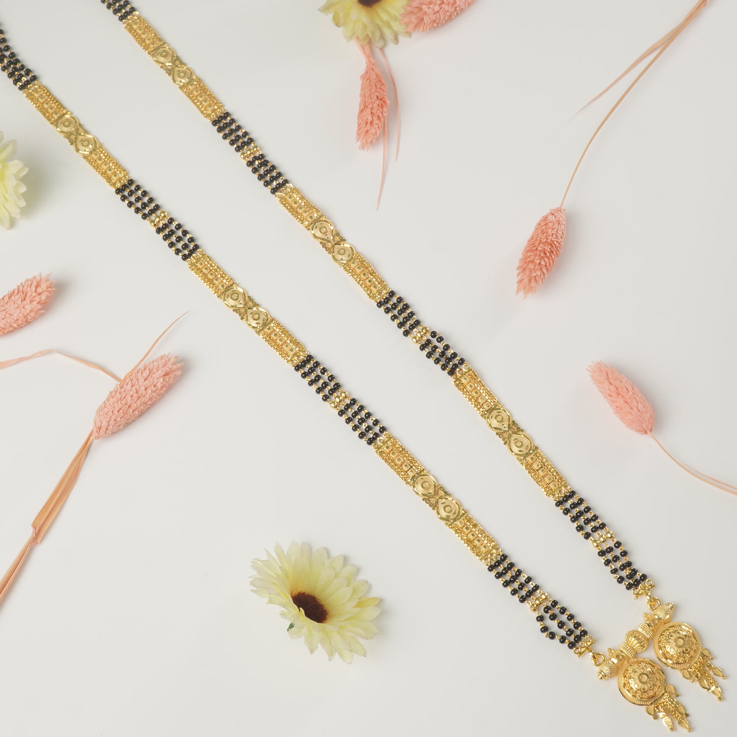 Shop Forming Gold Plated 34 Inches Long Patti Design Mangalsutra With Vati Pendant Design