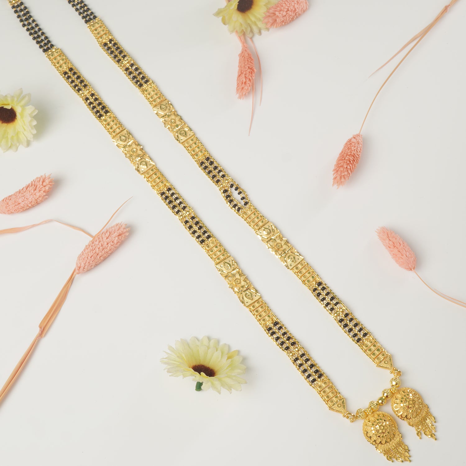 Shop Forming Gold Plated 34 Inches Long Patti Design Mangalsutra With Vati Pendant Design