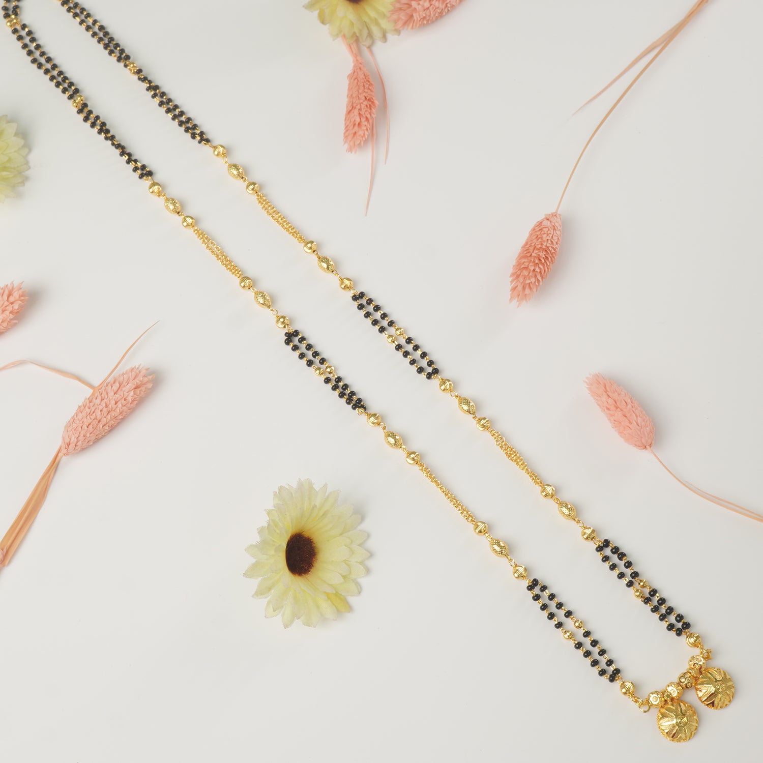 Shop Online 24 Inches Micro Forming Gold Plated Chain Mangalsutra With Simple Vati Design