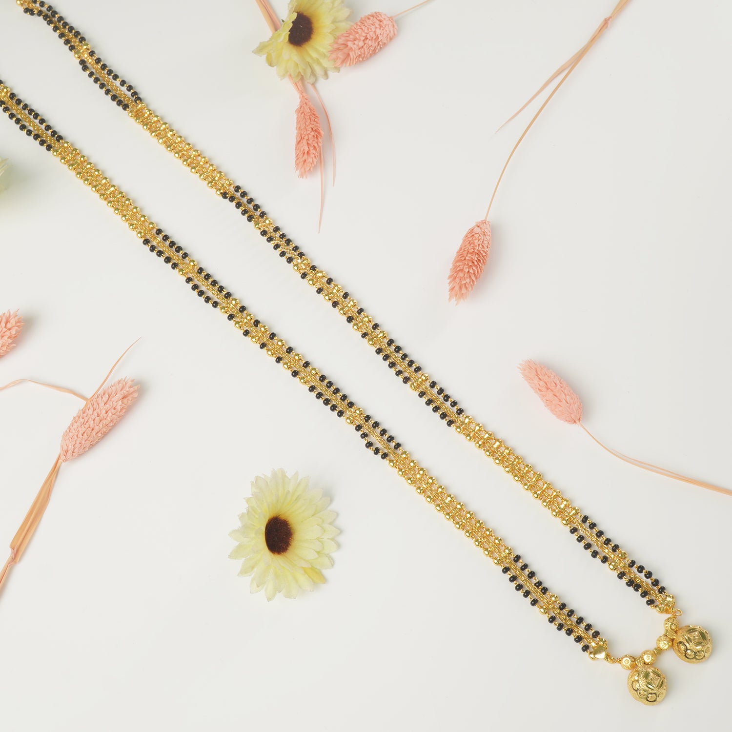 Shop Online 34 Inches Micro Forming Gold Plated Chain Mangalsutra With Simple Vati Design