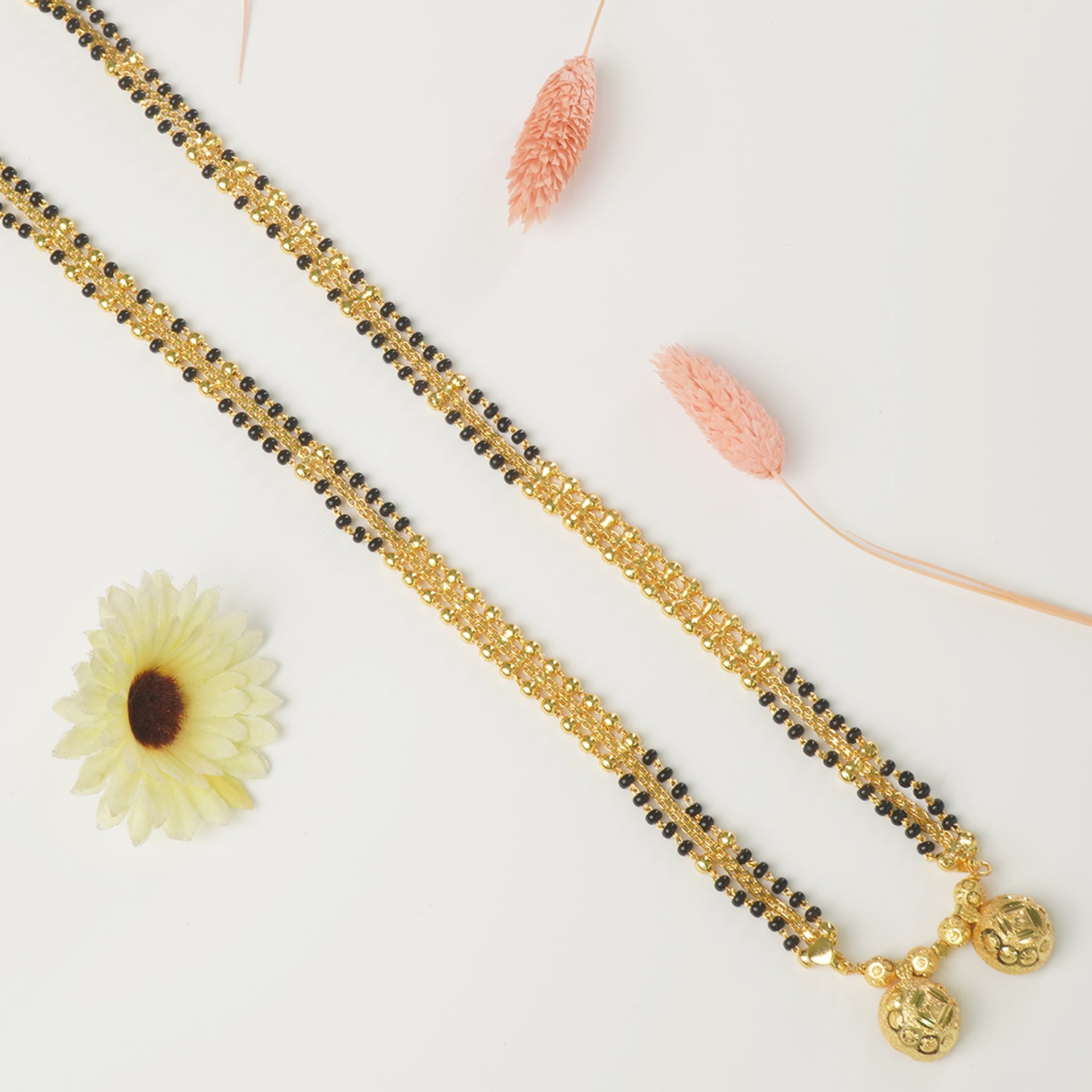 Shop Online 34 Inches Micro Forming Gold Plated Chain Mangalsutra With Simple Vati Design