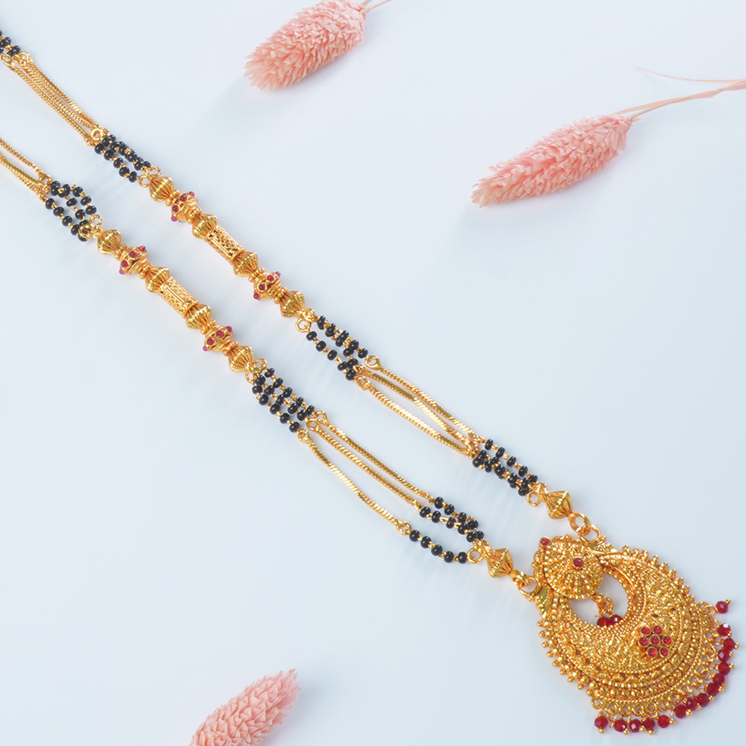Buy Online 32 Inch One Gram Chain Mangalsutra Design With Fancy Pendants