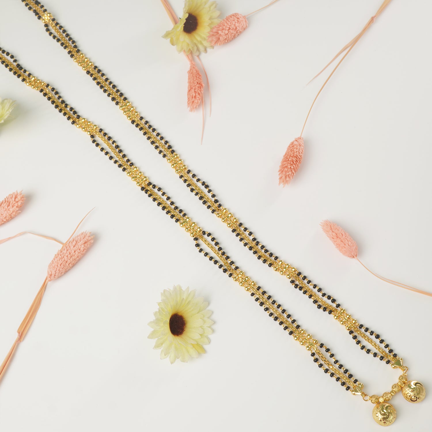 Shop Online 36 Inches Micro Forming Gold Plated Chain Mangalsutra With Simple Vati Design