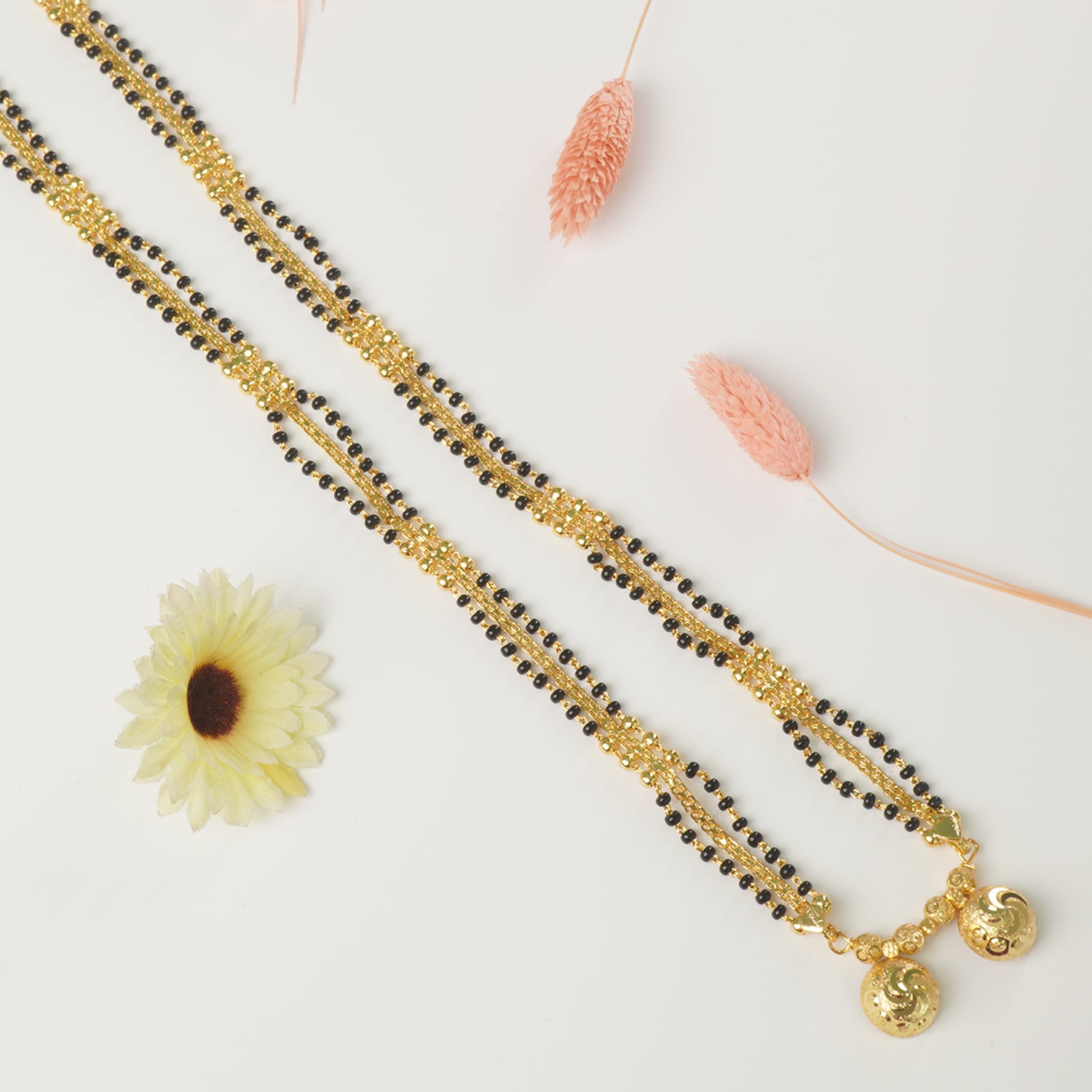 Shop Online 36 Inches Micro Forming Gold Plated Chain Mangalsutra With Simple Vati Design
