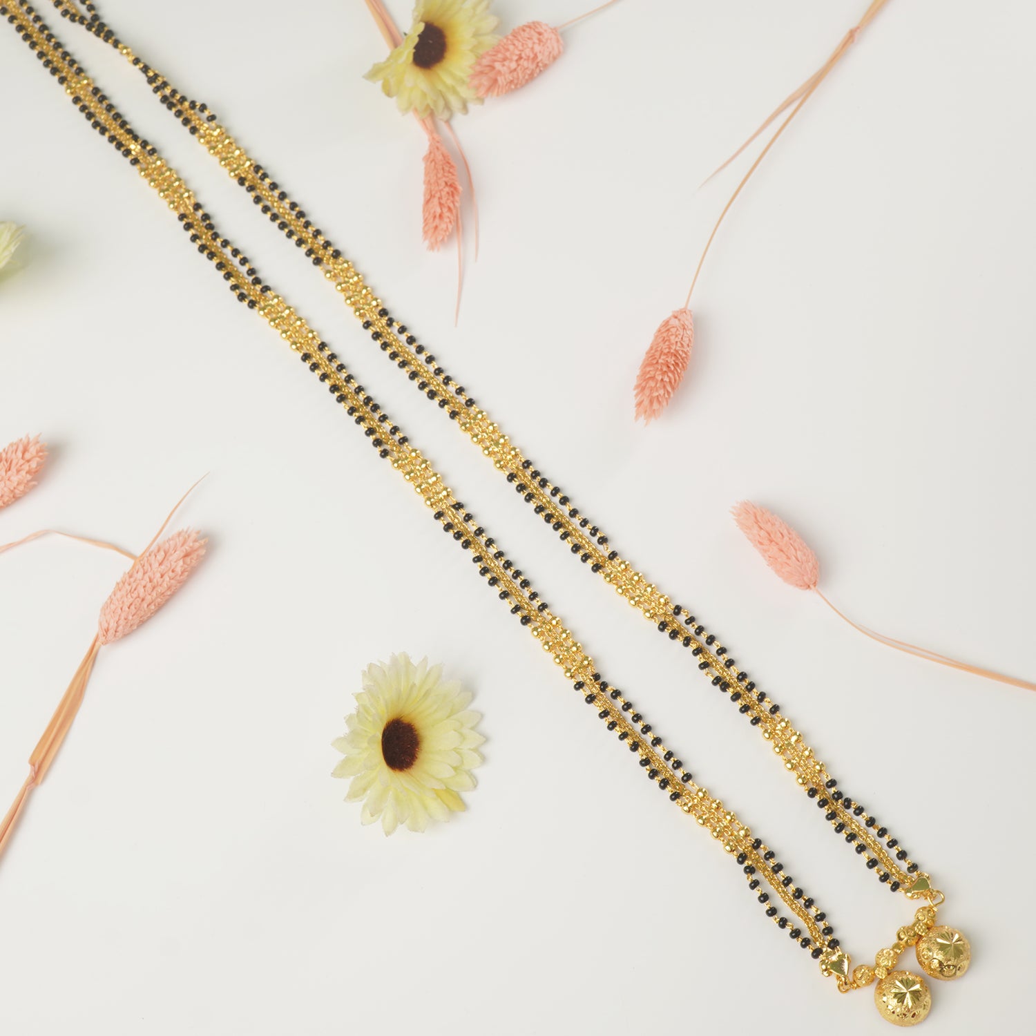 Shop Online 30 Inches Micro Forming Gold Plated Chain Mangalsutra With Simple Vati Design