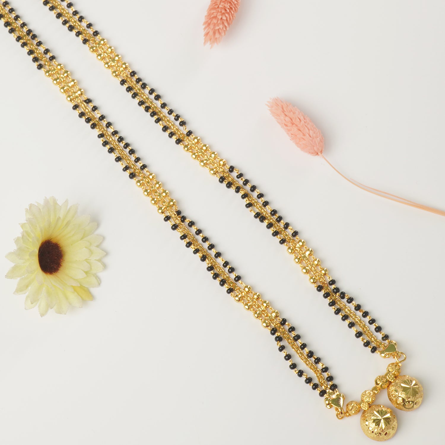 Shop Online 30 Inches Micro Forming Gold Plated Chain Mangalsutra With Simple Vati Design