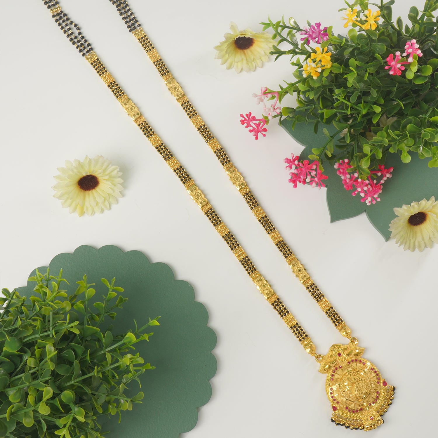 32 Inch One Gram Mangalsutra Design Online With Special Peacock Pendant