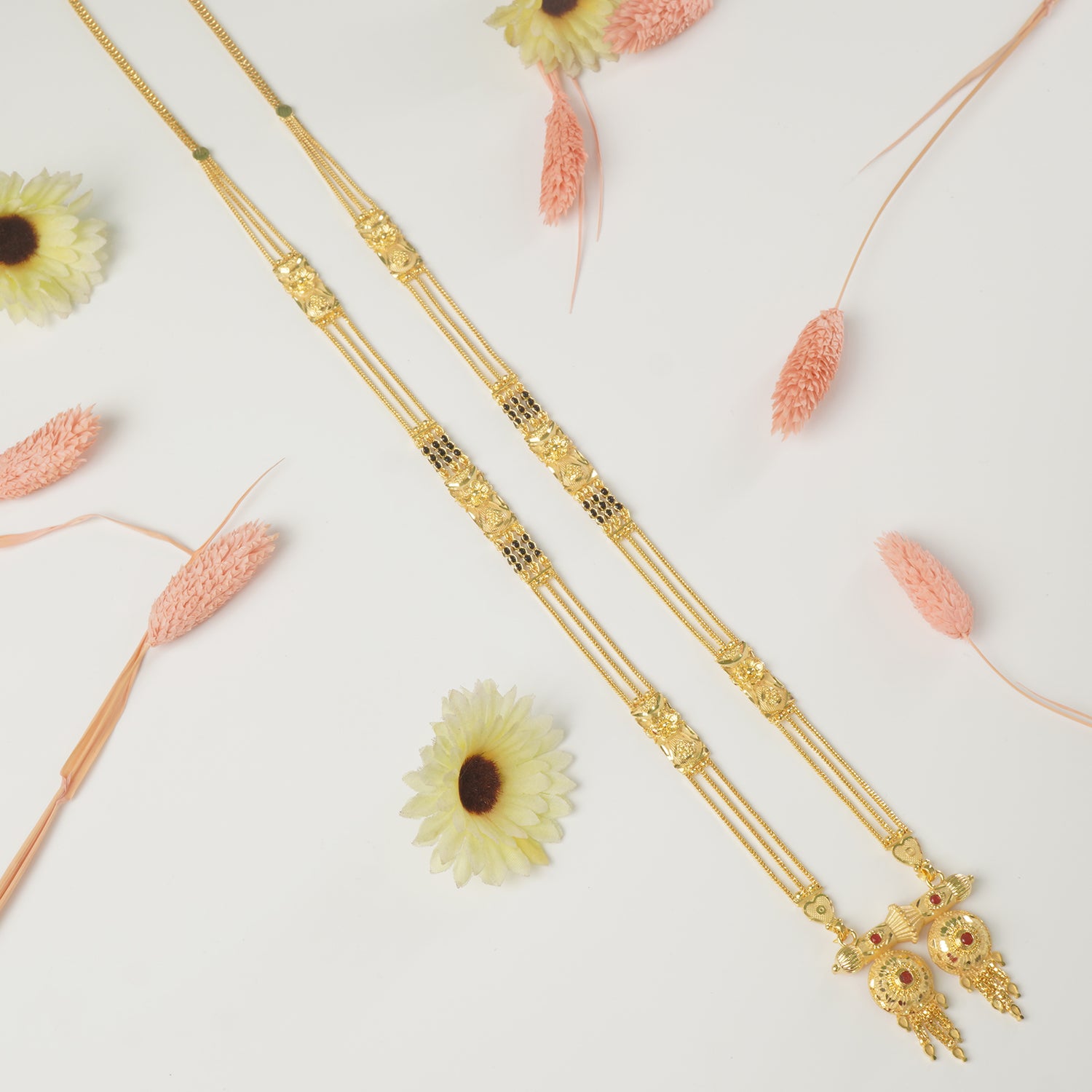 Shop Forming Gold Plated 30 Inches Long Chain Mangalsutra With Vati Pendant Design