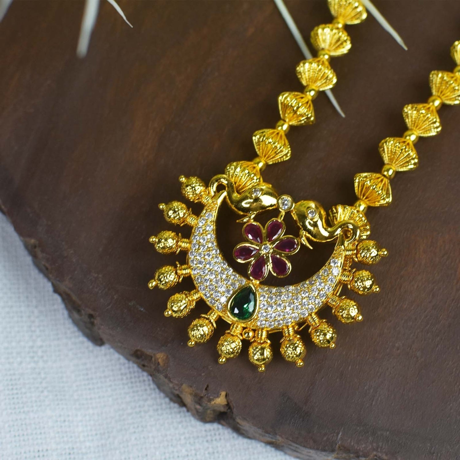 Javmala long karwari hathi pendant with earings