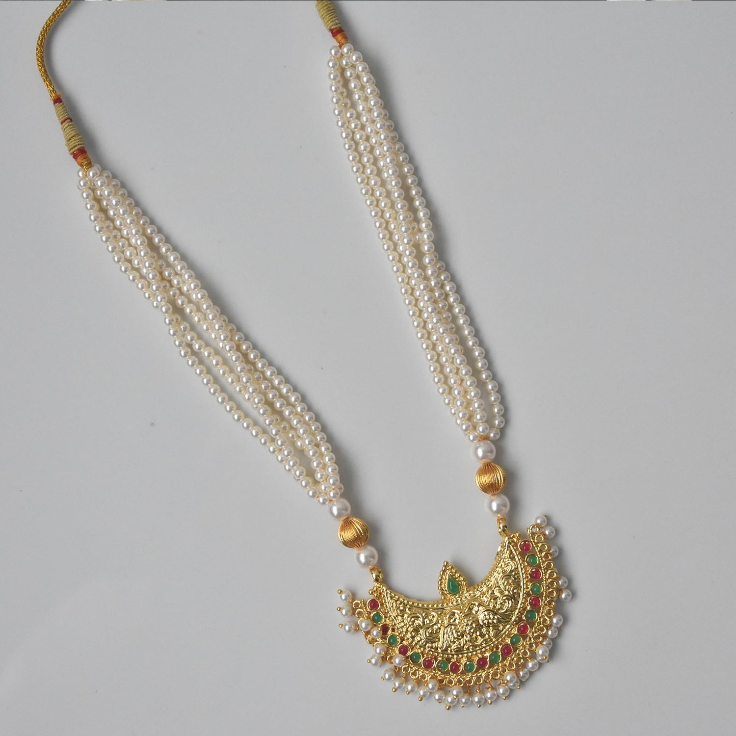 Moti Mala 5 Line Chand Peacock Pendal