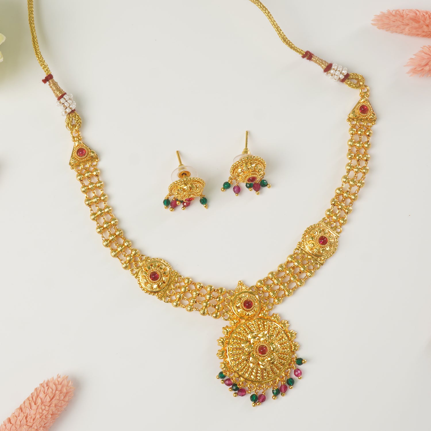 Buy Online One Gram Gold Plated Short Necklace Design