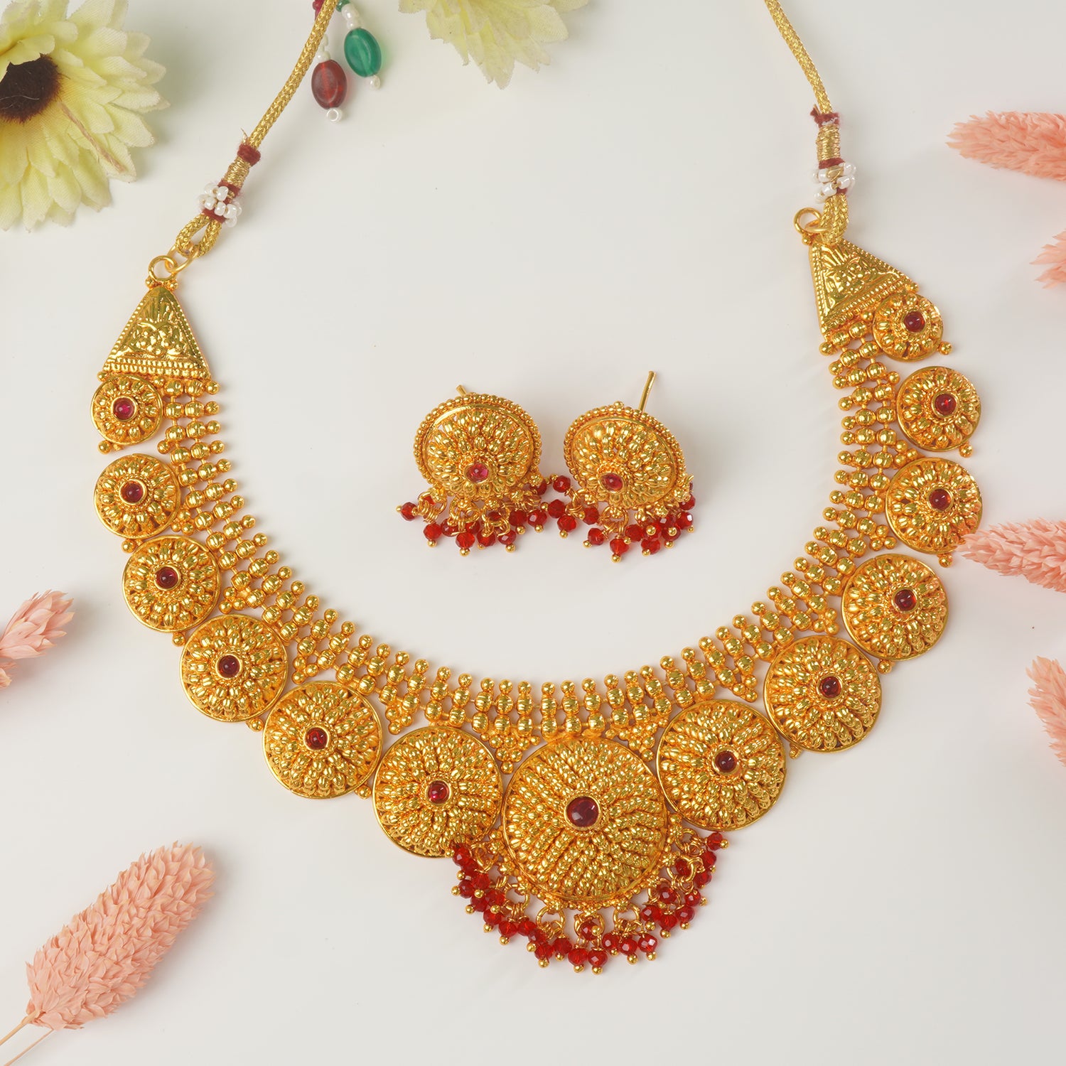 Shop Online One Gram Gold Plated Flower Necklace Designs