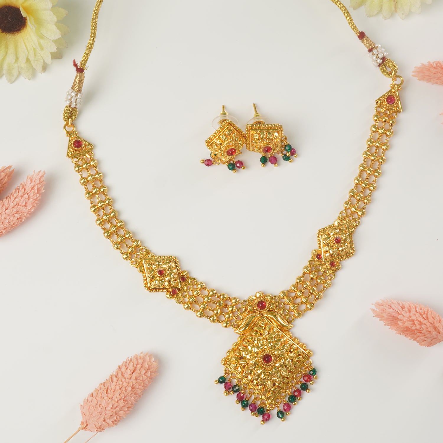 One Gram Gold Plated Short Necklace Design Online