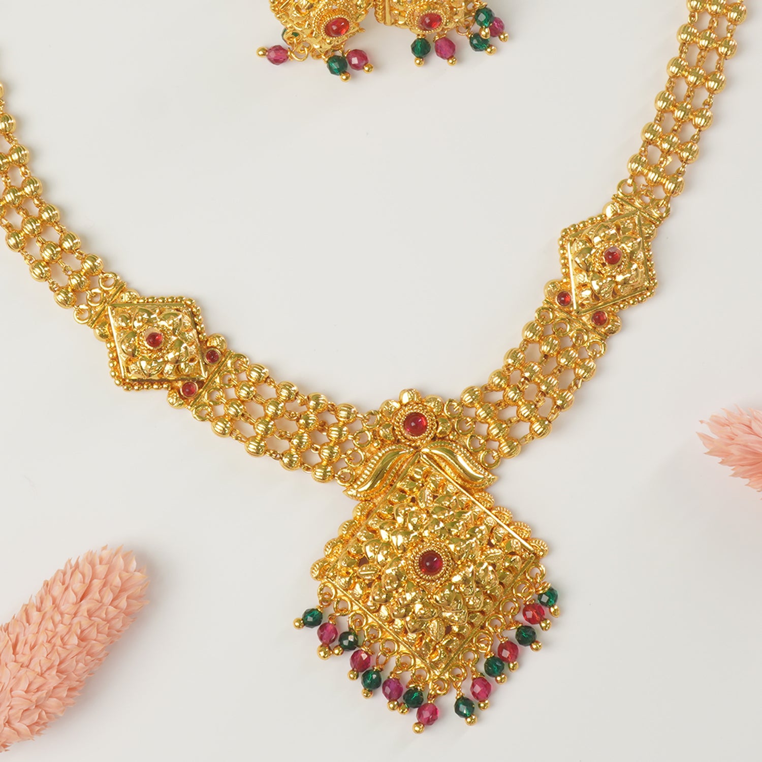 One Gram Gold Plated Short Necklace Design Online