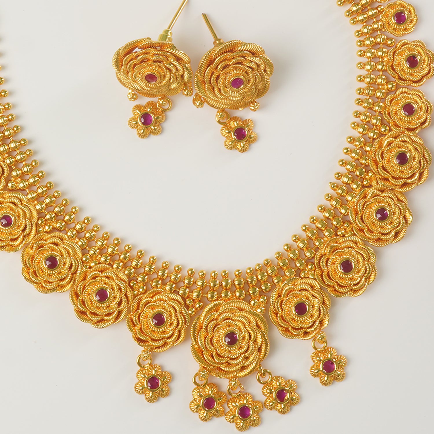 Shop Online One Gram Gold Plated Flower Necklace Design