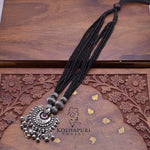 Oxidized long gund design ghugroo chand pendal