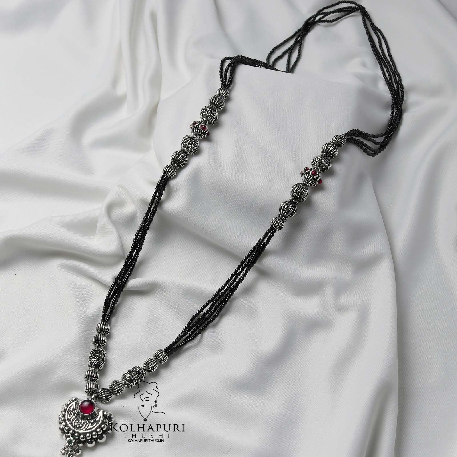 Oxidized coconut long chand pendant