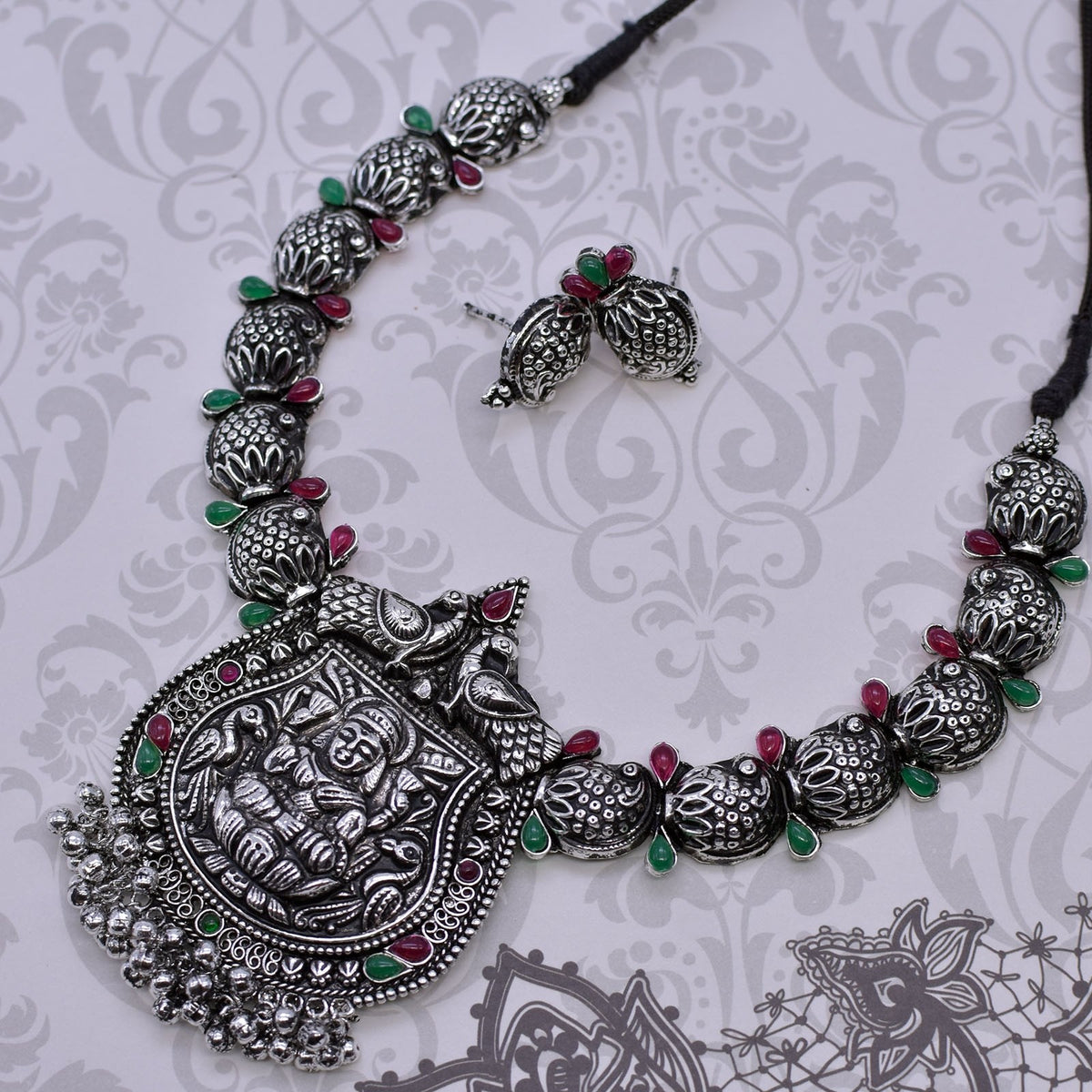 Oxidized koyri laxmi necklace