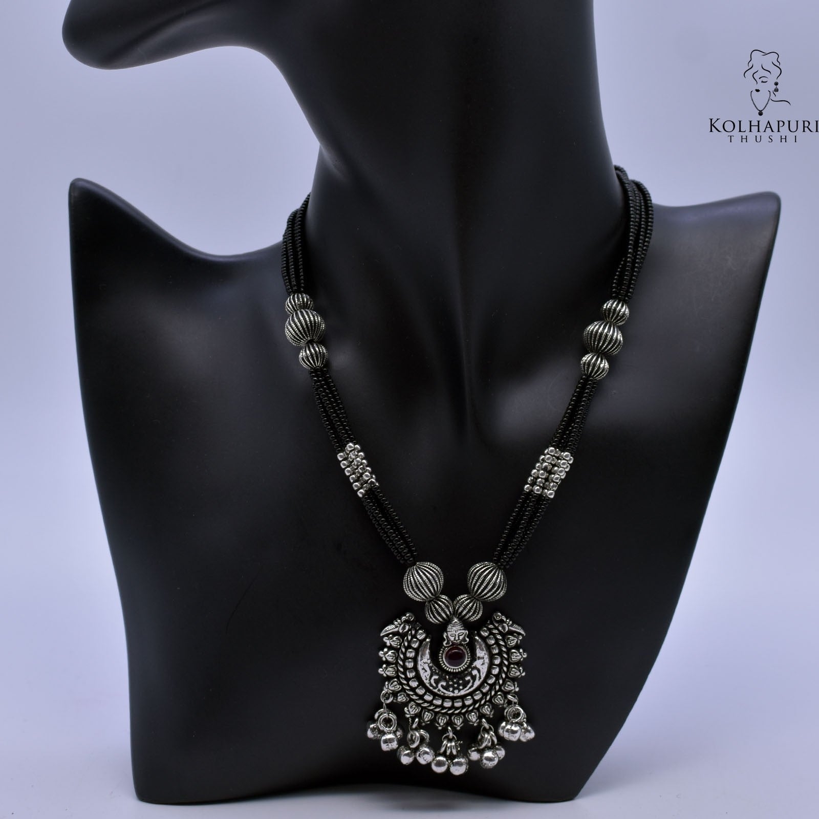 Oxidized manchali vrundagini design antique chand pendal