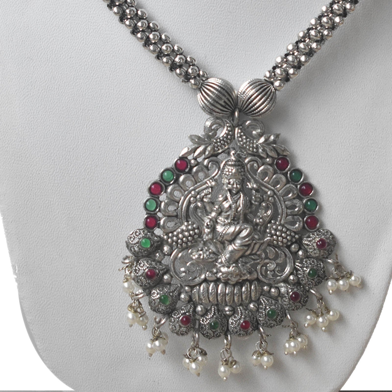 Oxidized Plain Thushi Laxmi Peacock Pendal