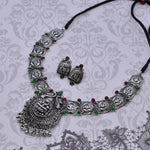 Oxidized samosa laxmi necklace