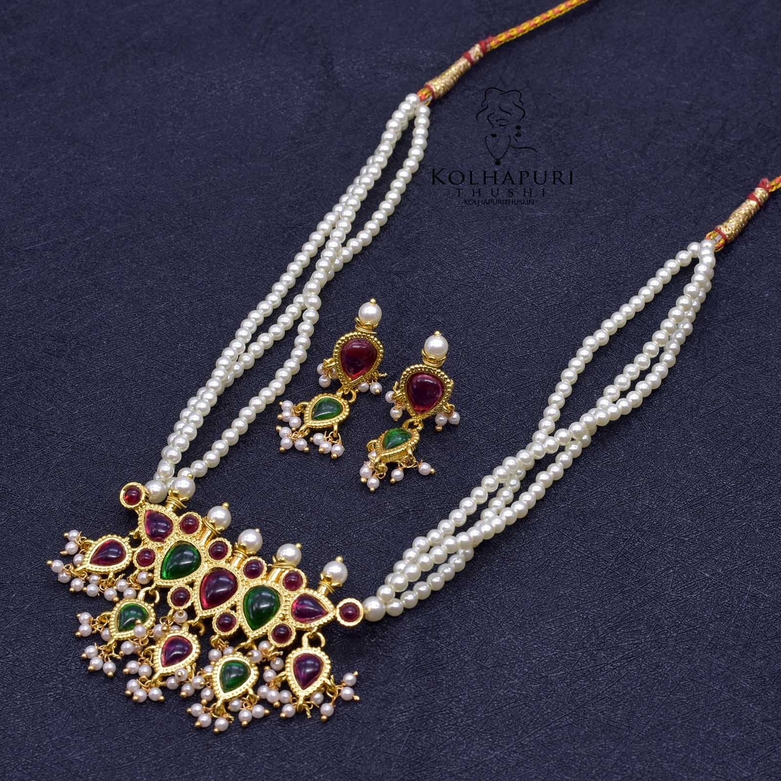 Pota tanmani moti haar with earrings