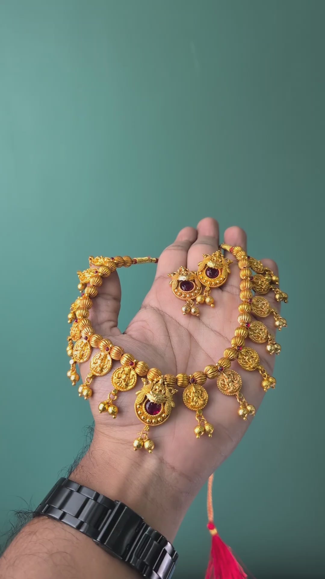 Maharashtrian Necklace Gheru finish Laxmi haar - Laxmi Pendant