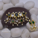 Puneri Khod Red Green Pendant With Earrings