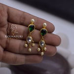 Puneri Khod Red Green Pendant With Earrings