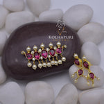 Puneri Khod Red Pendant With Earrings