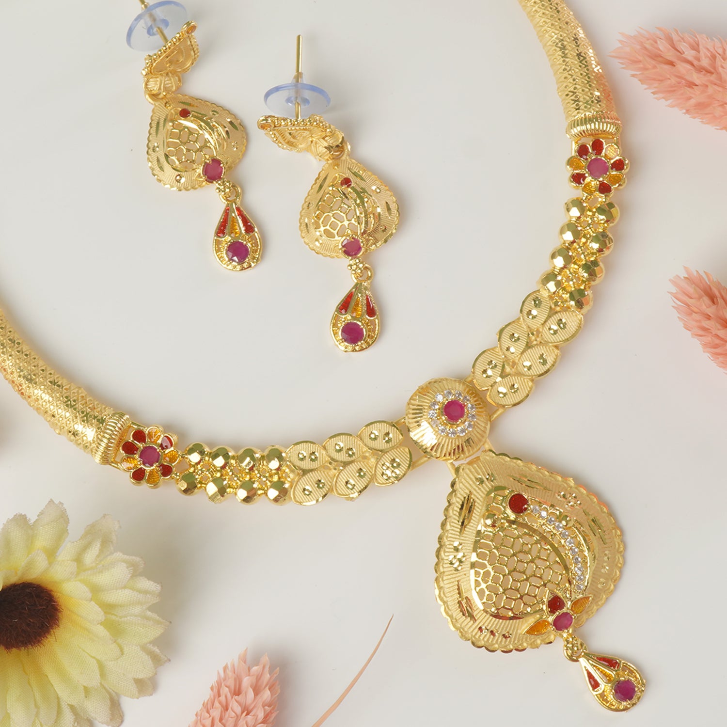 Buy And Shop Online Forming Fancy Haar Designs Online With Earrings