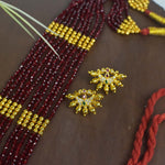 Red Crystal long karwari hathi pendant with earings