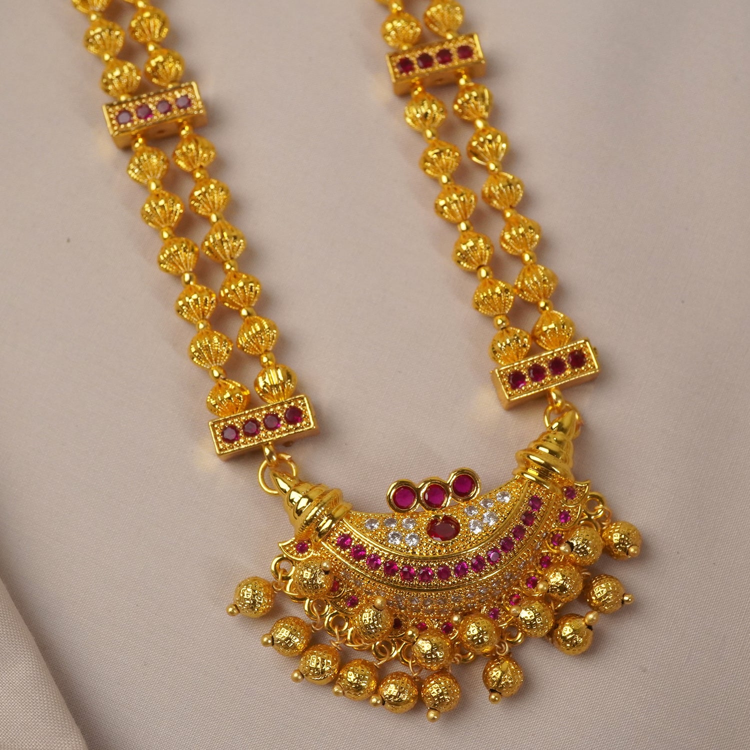 Traditional Long Necklace Design With Handset Karwari Pendant