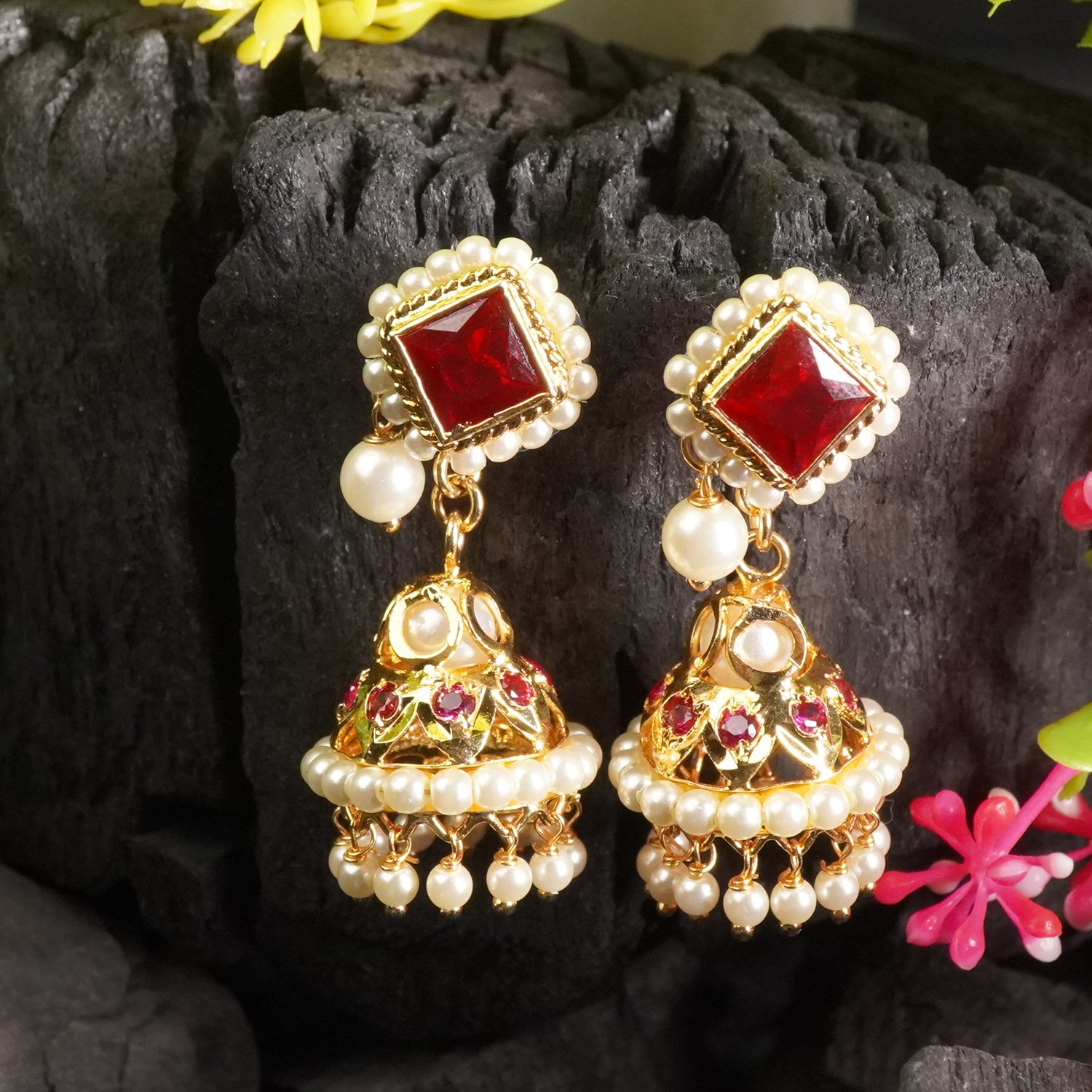 Gold plated Chokda Jhumkas